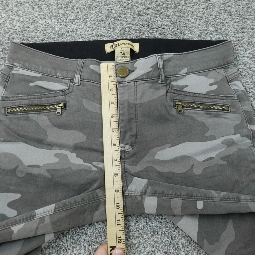 Democracy Jeans Womens 12 Gray Camo Ab Technology Pants Stretch Skinny Mid Rise